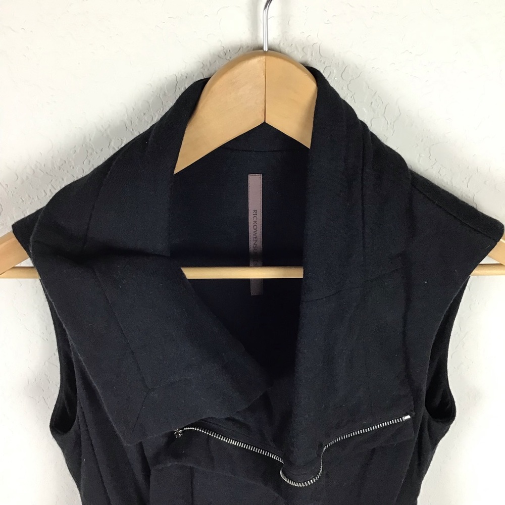 Rick Owens Lilies Vest 6 Black Zip Up Asymmetrical - Picture 2 of 9
